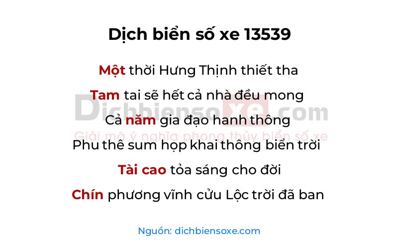 Dịch thơ biển số 13539