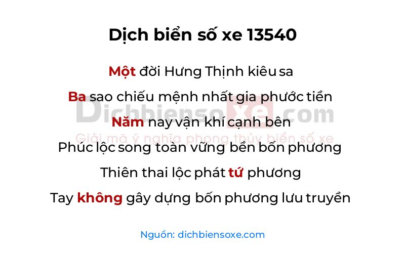 Dịch thơ biển số 13540