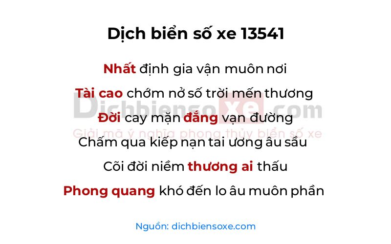 Dịch thơ biển số 13541