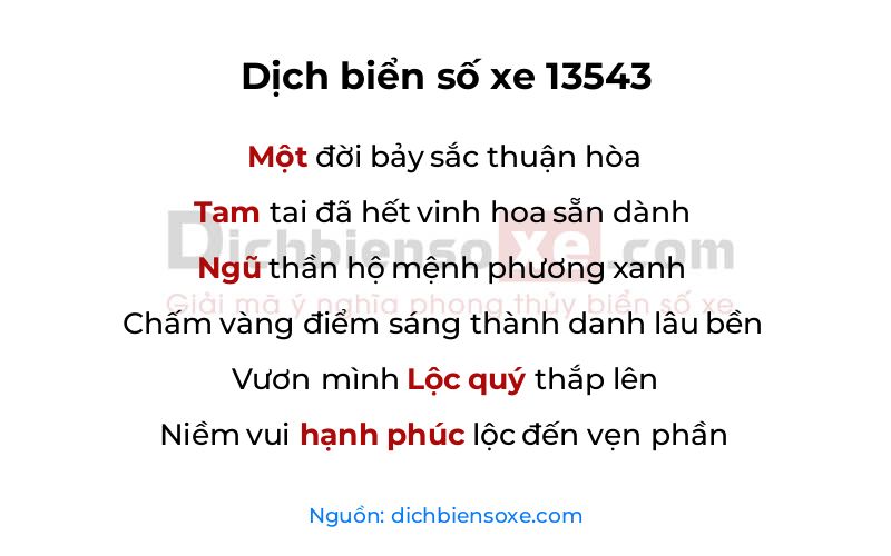 Dịch thơ biển số 13543
