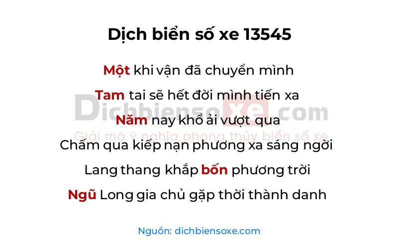 Dịch thơ biển số 13545