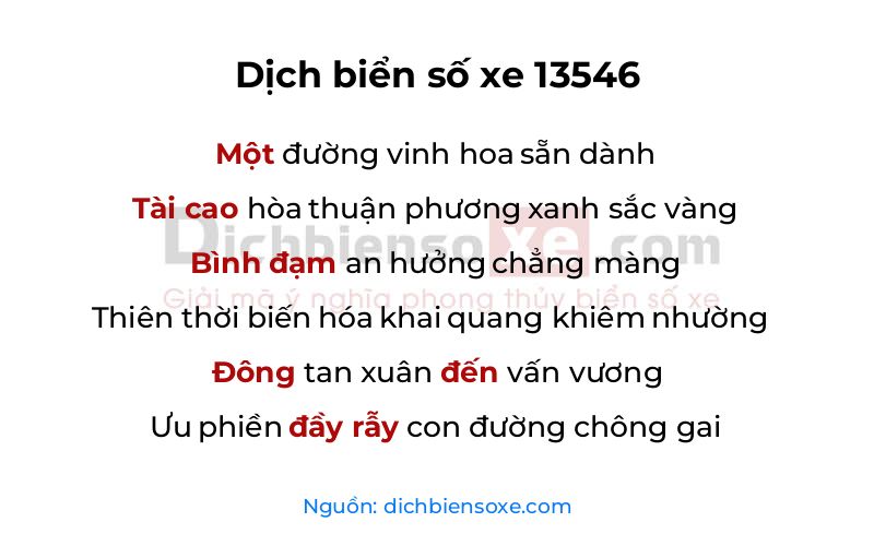 Dịch thơ biển số 13546