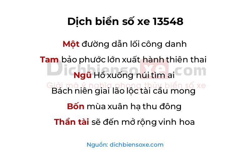Dịch thơ biển số 13548