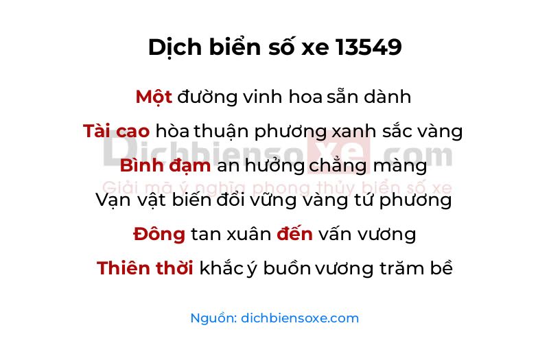 Dịch thơ biển số 13549