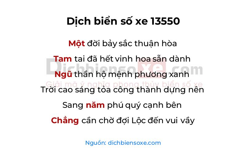 Dịch thơ biển số 13550