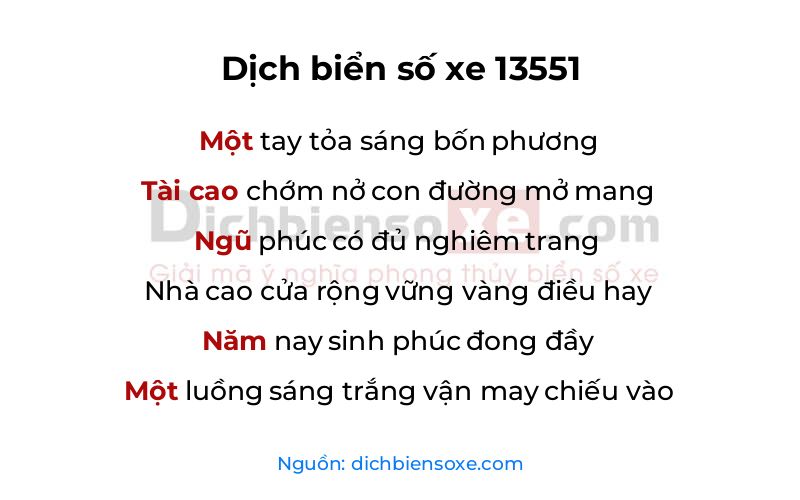 Dịch thơ biển số 13551