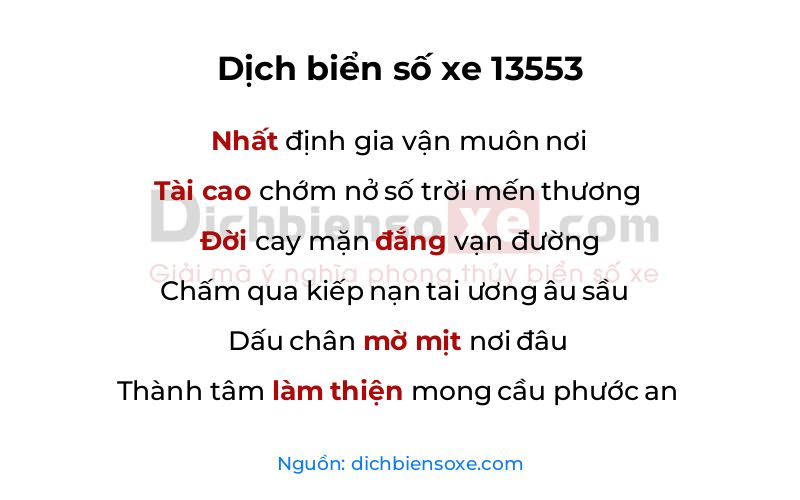 Dịch thơ biển số 13553