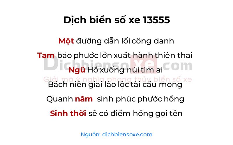 Dịch thơ biển số 13555