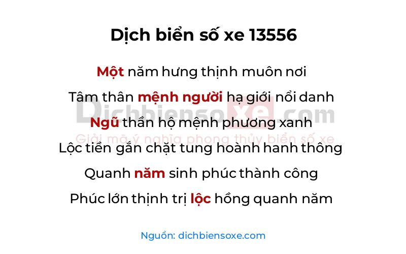 Dịch thơ biển số 13556
