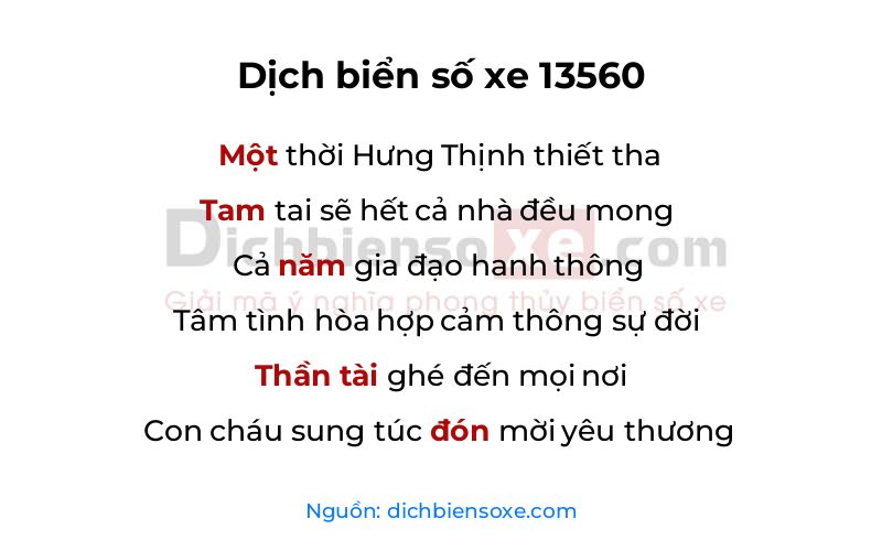 Dịch thơ biển số 13560