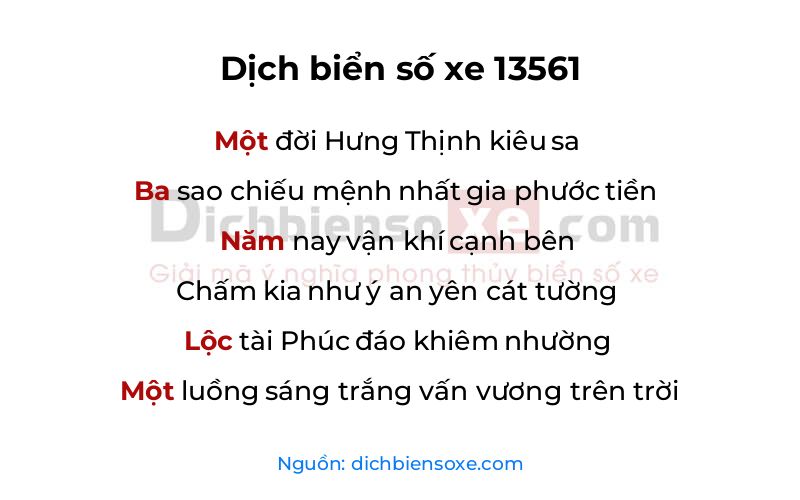Dịch thơ biển số 13561