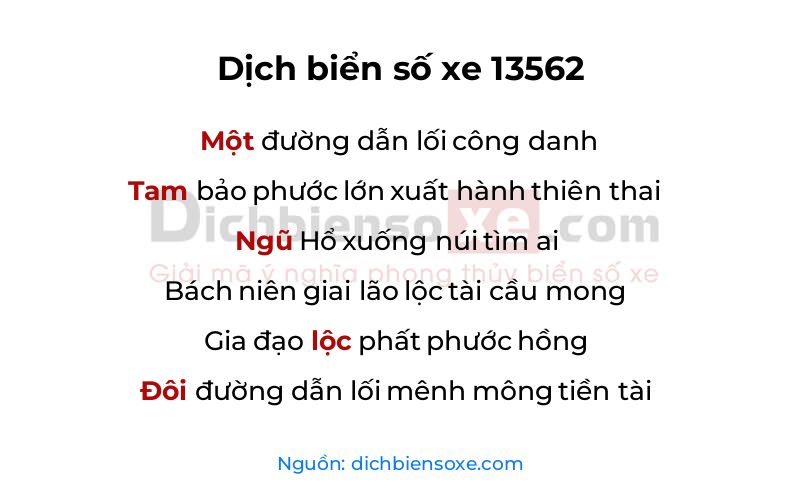 Dịch thơ biển số 13562