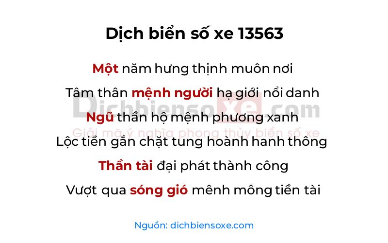 Dịch thơ biển số 13563
