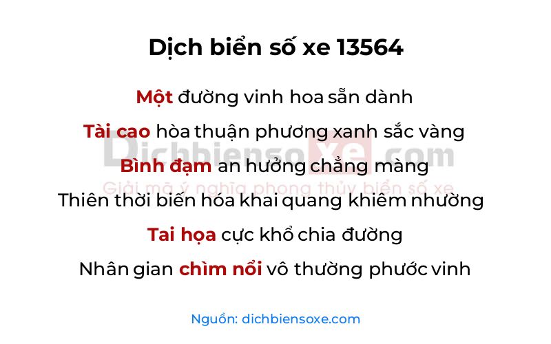 Dịch thơ biển số 13564