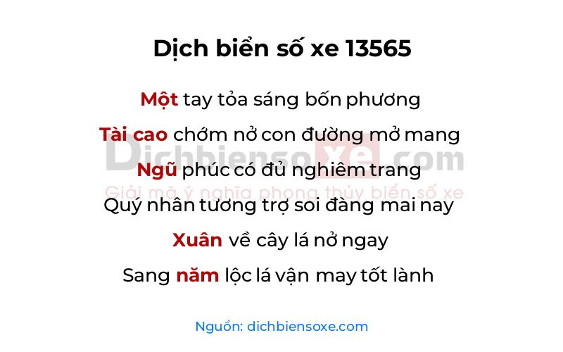 Dịch thơ biển số 13565