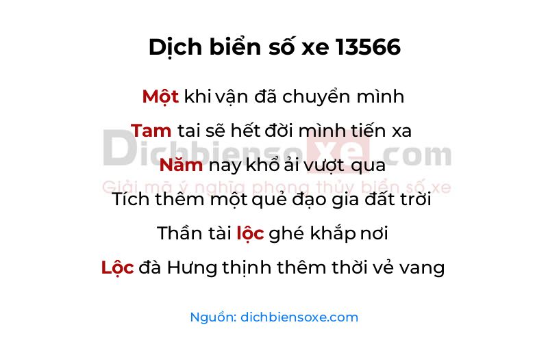 Dịch thơ biển số 13566