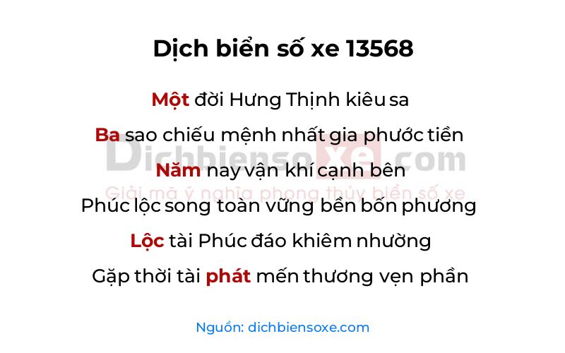 Dịch thơ biển số 13568