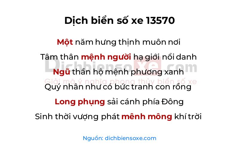 Dịch thơ biển số 13570