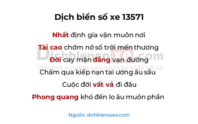 Dịch thơ biển số 13571