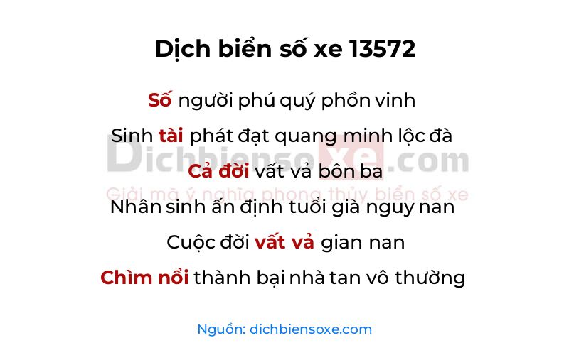 Dịch thơ biển số 13572