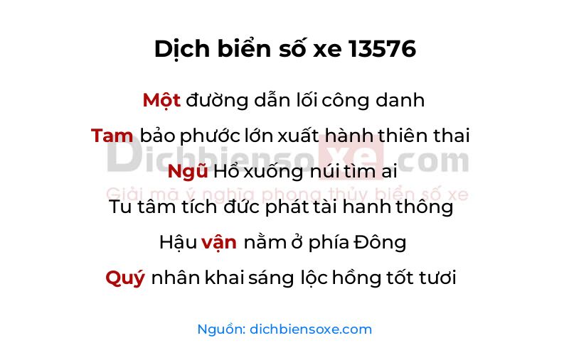 Dịch thơ biển số 13576