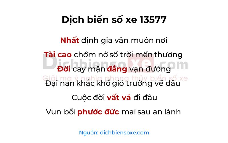 Dịch thơ biển số 13577
