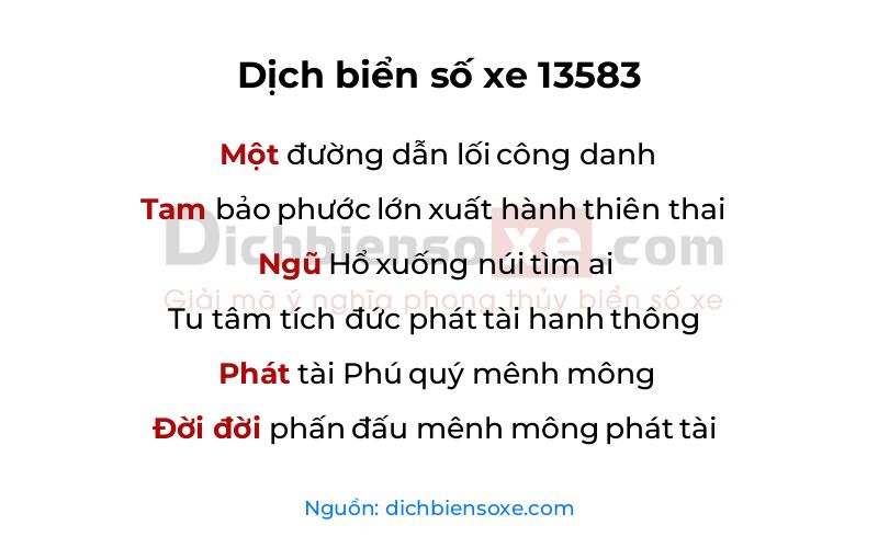 Dịch thơ biển số 13583