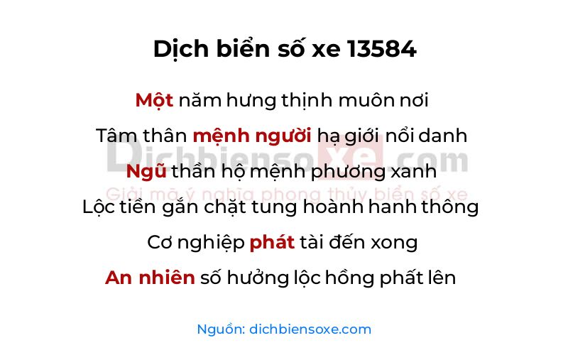 Dịch thơ biển số 13584