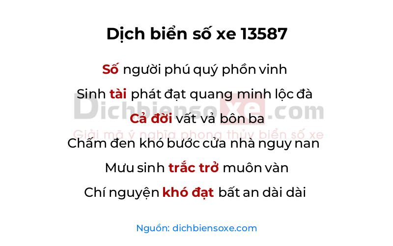 Dịch thơ biển số 13587