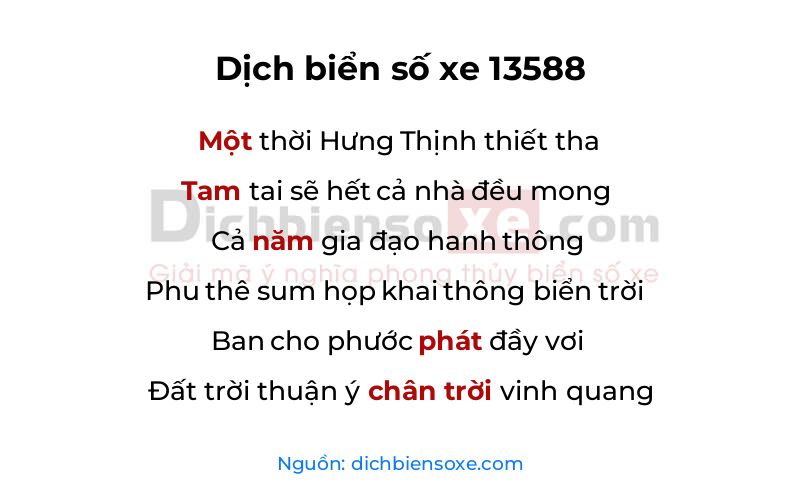 Dịch thơ biển số 13588