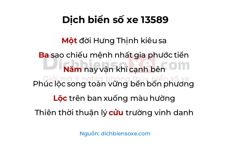 Dịch thơ biển số 13589