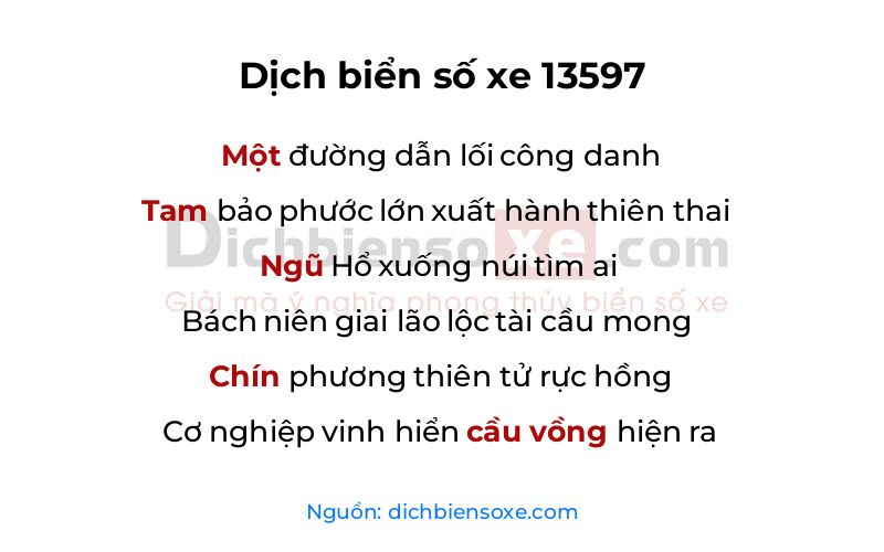 Dịch thơ biển số 13597