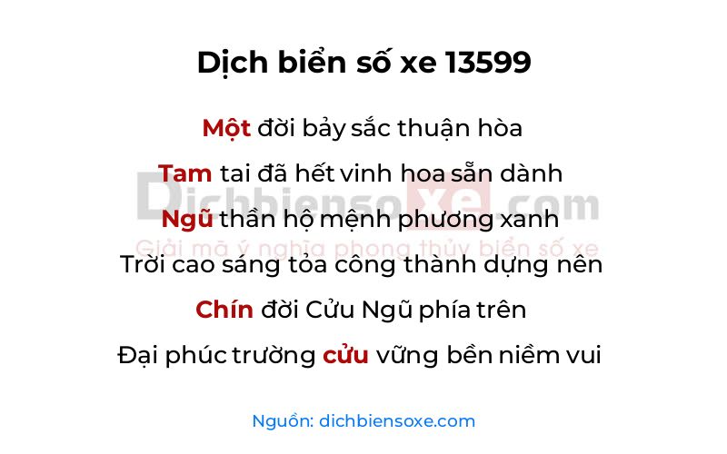 Dịch thơ biển số 13599