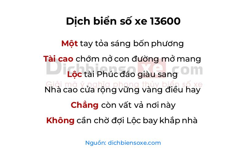 Dịch thơ biển số 13600