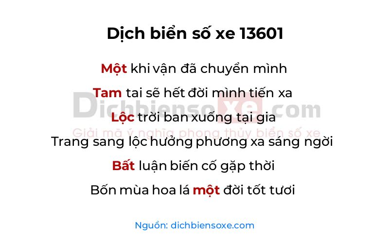 Dịch thơ biển số 13601
