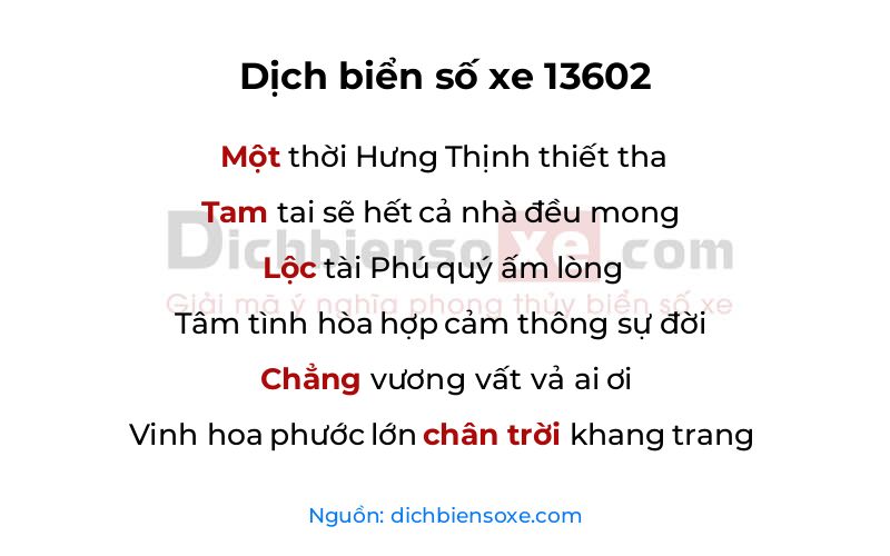 Dịch thơ biển số 13602