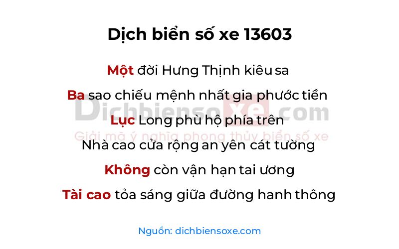 Dịch thơ biển số 13603
