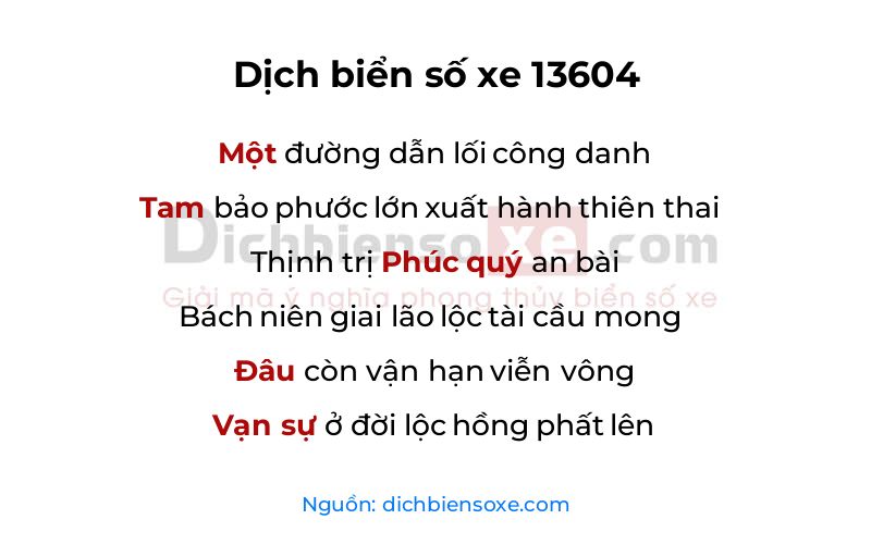 Dịch thơ biển số 13604