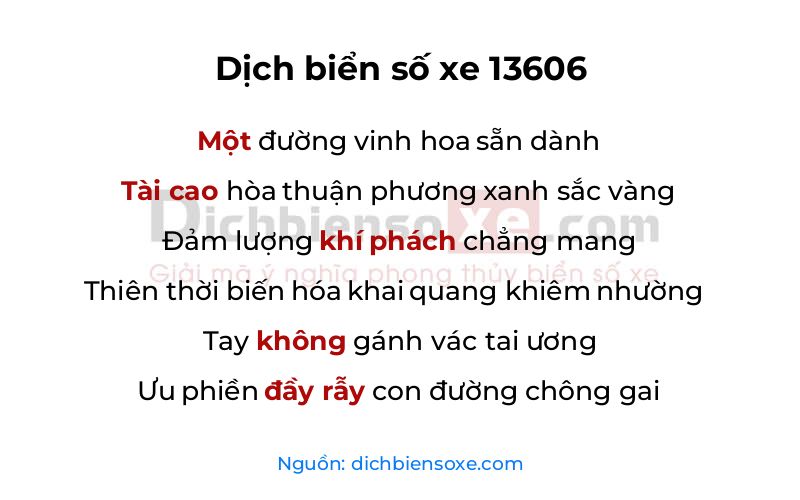Dịch thơ biển số 13606