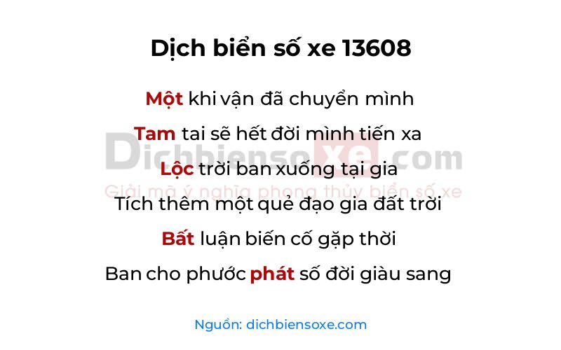 Dịch thơ biển số 13608