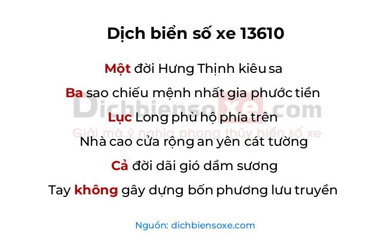 Dịch thơ biển số 13610
