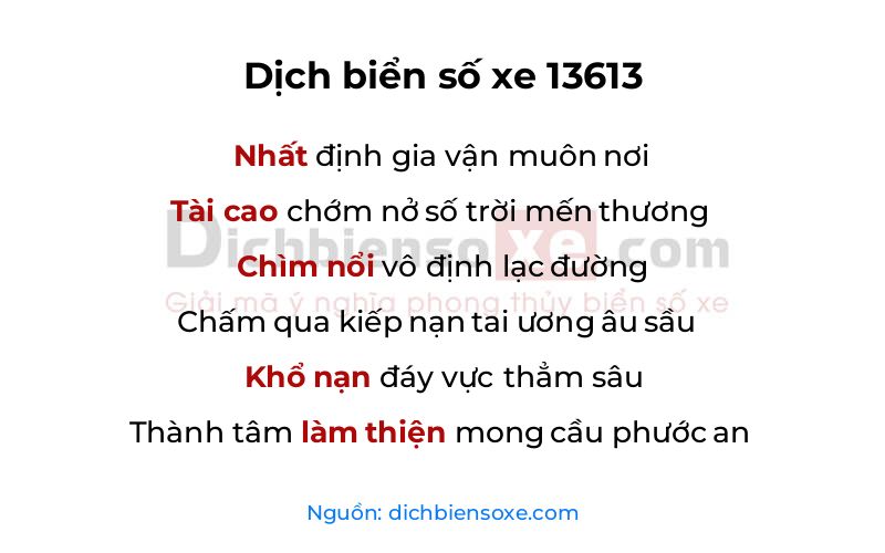 Dịch thơ biển số 13613