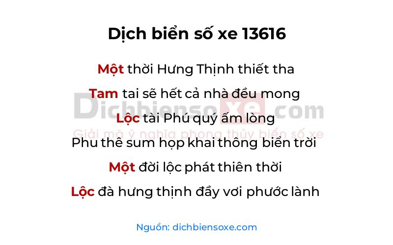 Dịch thơ biển số 13616