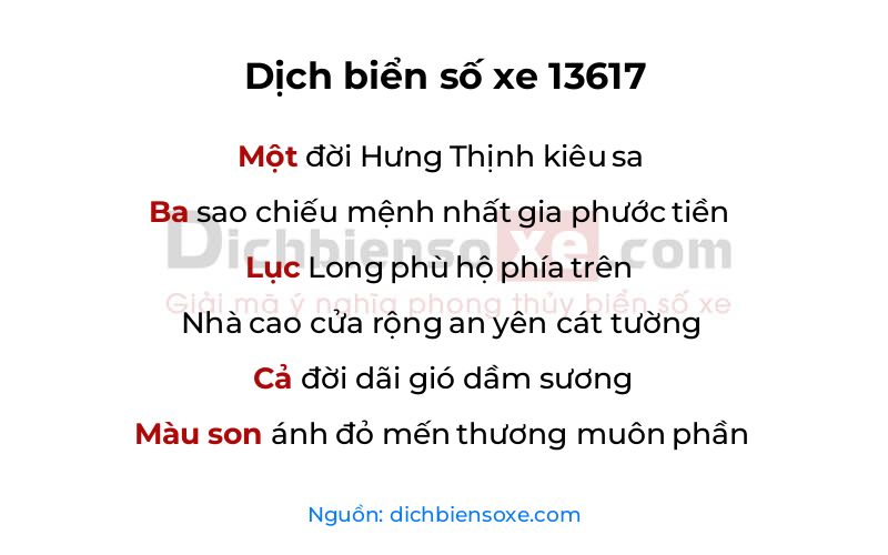 Dịch thơ biển số 13617