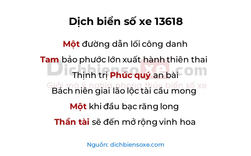 Dịch thơ biển số 13618