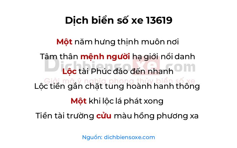 Dịch thơ biển số 13619