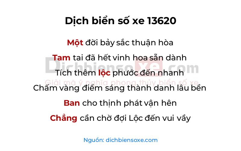 Dịch thơ biển số 13620