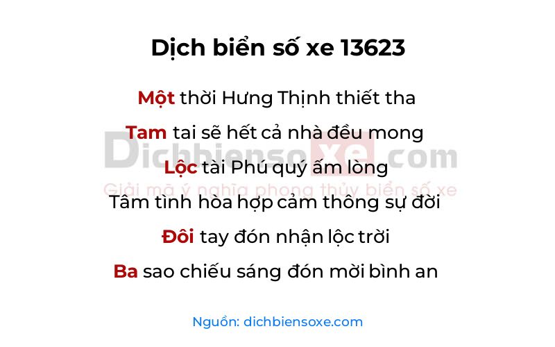 Dịch thơ biển số 13623