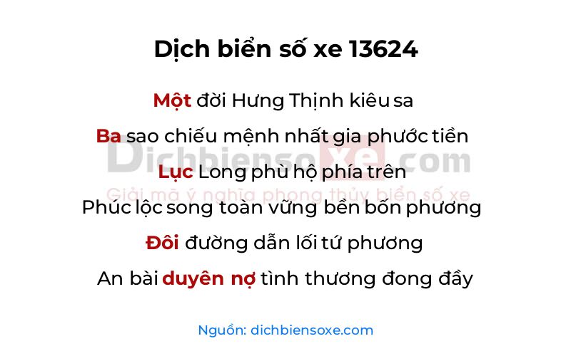 Dịch thơ biển số 13624