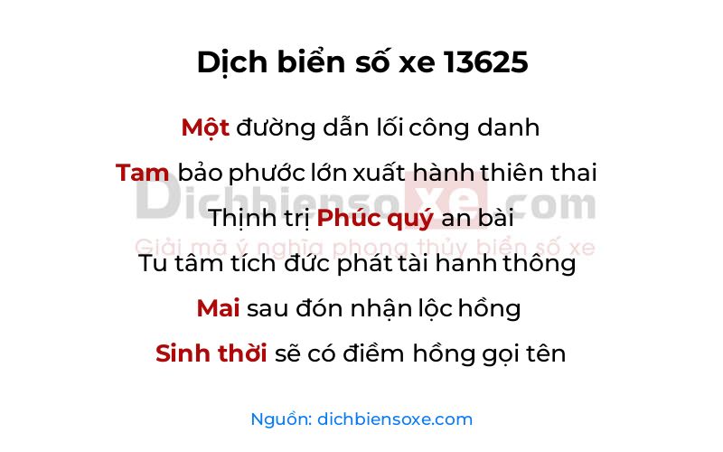 Dịch thơ biển số 13625